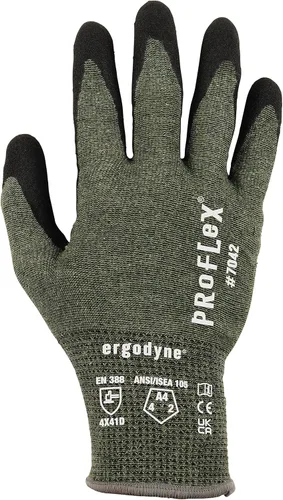 Miniatura 7 de Ergodyne ProFlex 7042 Guantes de trabajo resistentes a los cortes, ANSI A4, resistentes al contacto con el calor, palmas recubiertas de nitrilo