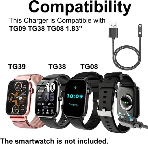 Miniatura 2 de Cables de reloj inteligente compatibles con TRAUSI TG08 de 1.83 pulgadas, paquete de 2