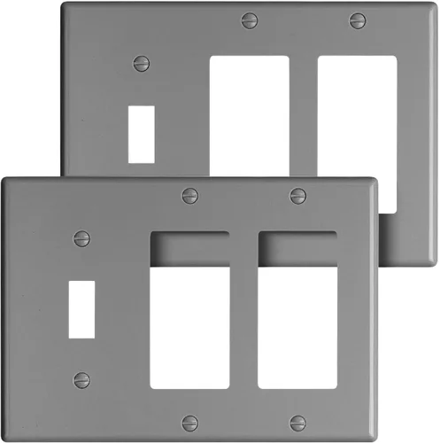 Miniatura 7 de Bates - Placa de pared combinada, interruptor de palanca individual/decorador doble, negro, 6.34 x 4.5 pulgadas, tamaño estándar, placa de pared