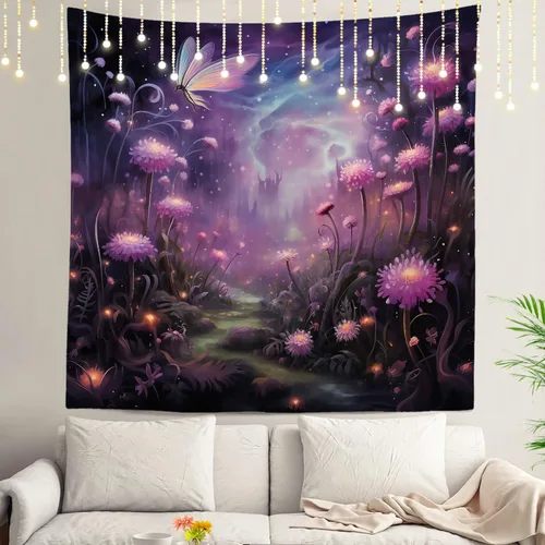 Miniatura 83 de Shrahala Tapiz de pared con paisaje de lago de otoño, bosque amarillo, para colgar en la pared, tapiz grande, decoración de fibra de poliéster