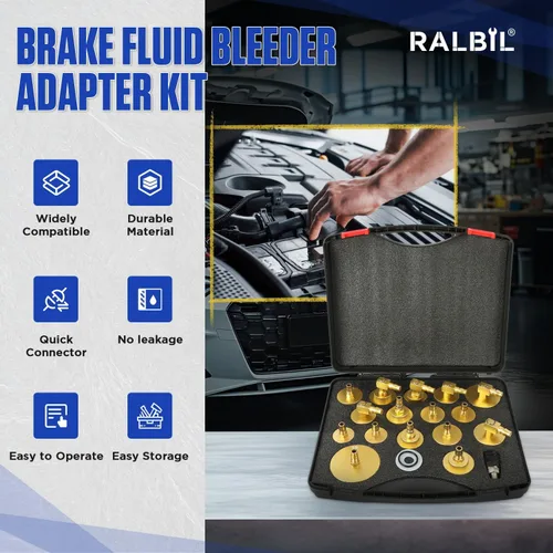 Miniatura 2 de Kit de adaptador de purga de frenos de 20 piezas, kit de purga de cilindro maestro con conector rápido, kit de purga de presión de freno duradero