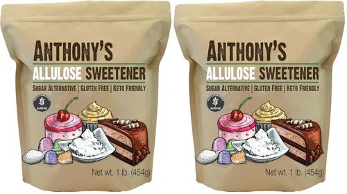 Miniatura 6 de Edulcorante de Alulosa Anthony's, 1 Libra, Probado por Lotes Sin Gluten, Alternativa de Azúcar Apta para Keto, Cero Carbohidratos Netos, Bajo