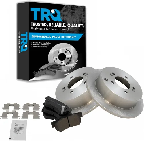 Miniatura 158 de TRQ Juego de pastillas de freno semimetálicas traseras y rotores compatibles con Chevrolet Trailblazer 02-06 Trailblazer EXT 04-06 SSR 02-07 GMC