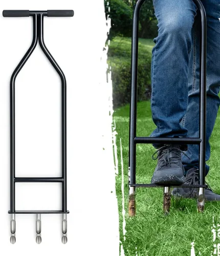 Aireador de césped – Herramienta de aireación manual de núcleo y aireador de patio, aireador de tapón de tierra de dientes huecos para el cuidado