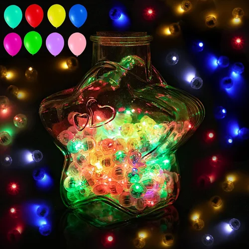 Miniatura 25 de 50 mini luces LED, globos de luz LED para decoraciones de fiesta, luces de fiesta de neón para linterna de papel, huevos de Pascua, fiesta de Rojo