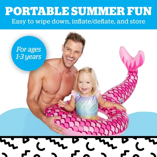 Miniatura 4 de Flotador de agua Lil - Flotadores de piscina para bebés y niños de 1 a 3 años, para nadadores principiantes, fácil de inflar y duradero, mini sirena