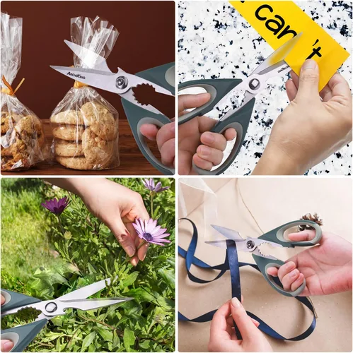 Miniatura 6 de Tijeras de cocina y tijeras de cocina, cuchillas afiladas, tijeras profesionales de acero inoxidable para alimentos, carne, aves de corral