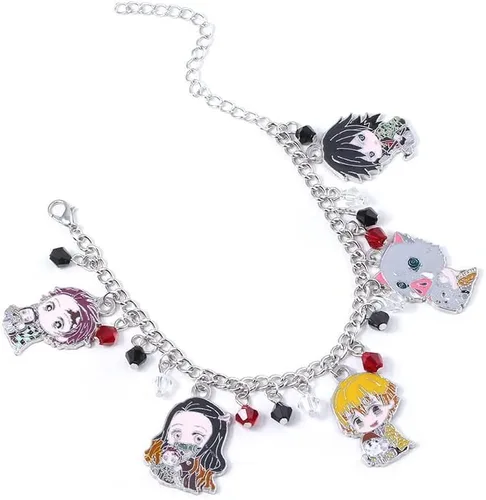 Miniatura 2 de SONGCHANGJEWELRY Pulsera con dije de figura de anime de Tanjiro - Pulsera de figura de Nezuko Zenitsu Inosuke de Tanjiro - Regalos para niñas y niños
