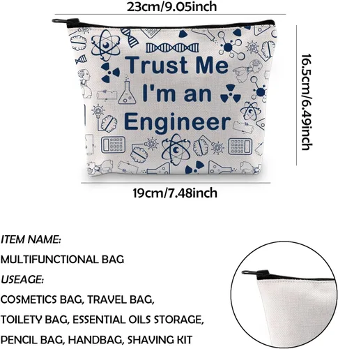 Miniatura 2 de WCGXKO Regalos de ingeniero Ingeniero Regalo de graduación Trust Me I'm An Engineer Bolsa con cremallera Bolsa de maquillaje, un ingeniero