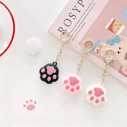 Miniatura 4 de Kawaii - Funda de silicona con diseño de gato de dibujos animados compatible con Airtags Finder Location Tracker Llavero para niños y mascotas llaves