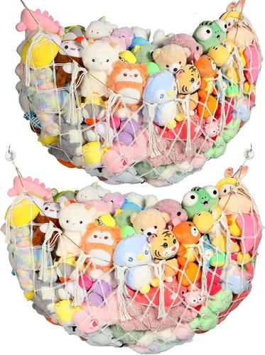 Miniatura 11 de YECAYE Red de animales de peluche, hamaca para decoración de habitación, mejorada de 60 pulgadas para todos los organizadores de muñecas de peluche