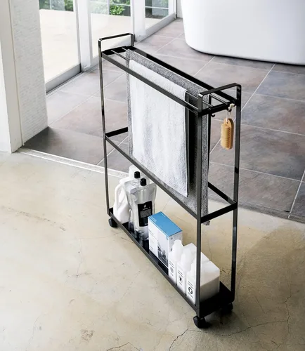 Miniatura 2 de YAMAZAKI Home Tower - Toallero y carrito de baño, organizador de almacenamiento de baño rodante, 33 pulgadas, acero, capacidad para 4 toallas