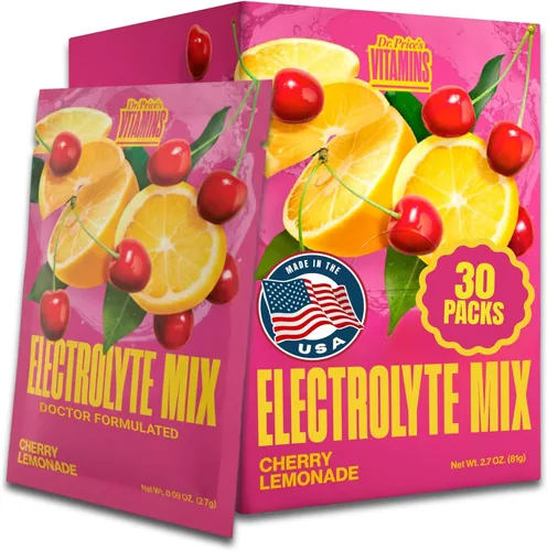 Miniatura 9 de Dr. Price's Vitamins, Mezcla de electrolitos: Fórmula de súperhidratación + oligoelementos, Sabor a frambuesa (Paquete de 30 polvos), Mezcla