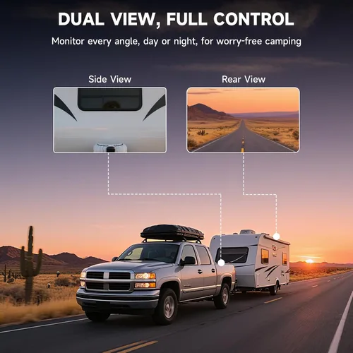 Miniatura 10 de Cámara de respaldo inalámbrica, cámara de respaldo para caravana con monitor HD de 7 pulgadas, sistemas de cámara de respaldo dual para camión