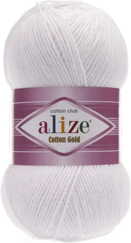 Miniatura 30 de 55% algodón 45% acrílico Alize Cotton Gold Yarn 1 madeja/bola 3.53 oz 360 yardas (1-crema)