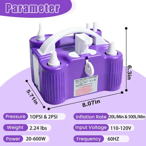 Miniatura 7 de PCFING Balloon Pump Electric, 4-in-1 Air Pump Inflator Blower Machine for All Balloons & Inflation, Triple Inflating Ports for Latex 260q Foil