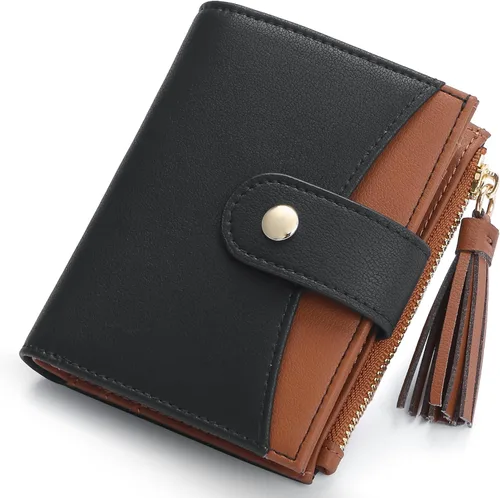 Miniatura 15 de yiijay Billetera pequeña para mujer, con bloqueo RFID, plegable, delgada, de cuero, para tarjetas de crédito, billetera pequeña con bolsillo