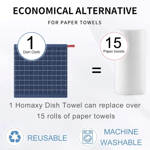 Miniatura 7 de Homaxy Paños de cocina 100% algodón terry, toallas de cocina ultra suaves y absorbentes para la cocina, adecuadas para secar y lavar platos, paquete