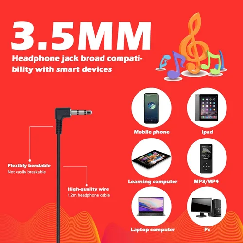 Miniatura 4 de Paquete de 10 auriculares para niños a granel para la escuela, auriculares al por mayor para estudiantes, adolescentes, niños, conector de 0.138 in