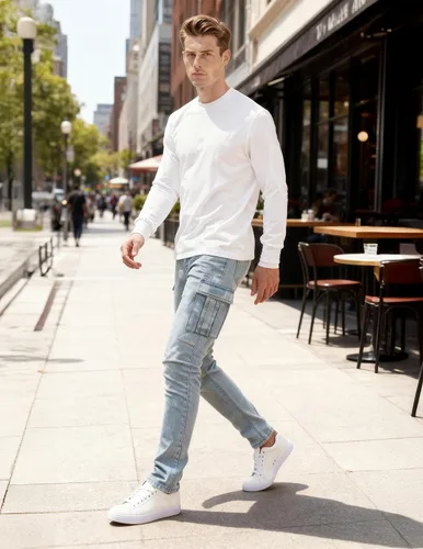 Miniatura 2 de Pantete Jeans cargo para hombre, ajustados, elásticos, de pierna recta, jeans ajustados a la moda con múltiples bolsillos