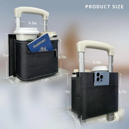 Miniatura 2 de Portavasos para equipaje de viaje, soporte para taza de equipaje, maleta de mano gratis, para bebidas, café, botellas, aperitivos (Jet)