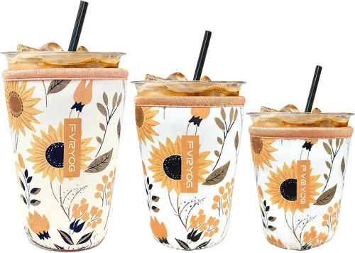 Miniatura 54 de Fundas de neopreno reutilizables aisladas para café helado, fundas para tazas de café helado, fundas para bebidas heladas y calientes