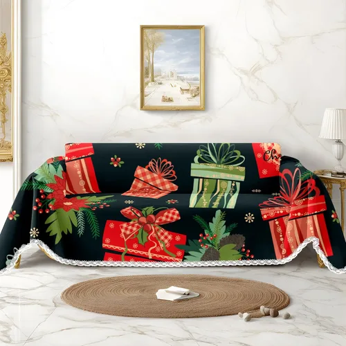 Miniatura 12 de Funda de sofá con estampado de muñeco de nieve de Navidad, fundas de sofá para sillón, funda resistente a las manchas, protector universal de muebles