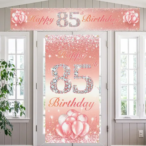 Miniatura 39 de Juego de carteles largos de feliz cumpleaños 10 para puerta, porche, decoración de cumpleaños de 10 años para niñas, suministros de fiesta