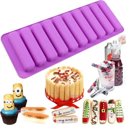 Miniatura 5 de Funshowcase Barra rectangular oblonga de chocolate para galletas, bloque de palo, cubo de hielo, bandeja de gelatina, molde de silicona para dulces