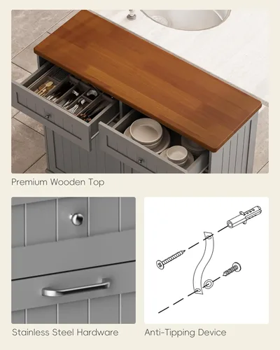 Miniatura 5 de Betterhood - Armario de basura inclinable de 10 galones, de madera, independiente, clasificador de ropa, armario de reciclaje con cajón oculto, Gris