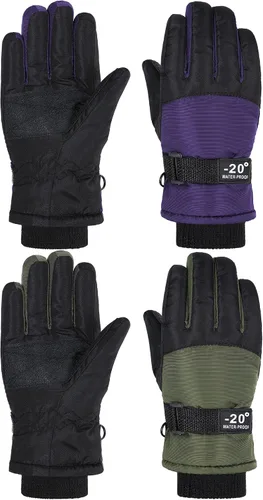 2 pares de guantes de nieve impermeables para niños, guantes de esquí para niños y niñas, guantes de snowboard cálidos y gruesos para clima frío