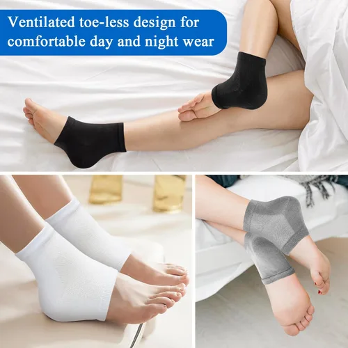 Miniatura 6 de Calcetines hidratantes, calcetines sin dedos para mujer para tratamiento de talón seco y agrietado, calcetines de silicona para mujer