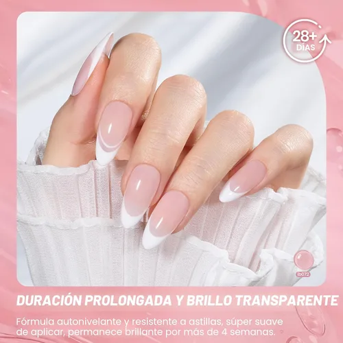 Miniatura 4 de Beetles Esmalte de uñas de gel neutro 15ml, set de esmalte de gel Jelly Nude Rosa Pálido, efecto transparente rosa suave, remoción con UV LED, arte