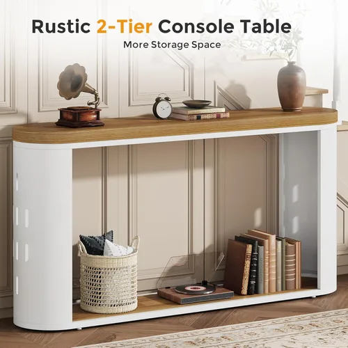 Miniatura 6 de Mesa consola de 55 pulgadas de largo para entrada, mesa de sofá detrás del sofá, mesa de entrada de madera, mesa de vestíbulo, mesa de pasillo