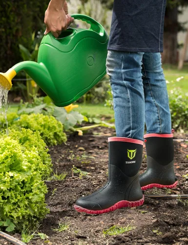 Miniatura 2 de TIDEWE Botas de goma para mujer con vástago de acero, neopreno de 0.236 pulgadas (0.236 in), impermeables, aisladas, botas de lluvia a media