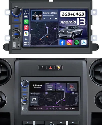 [4 núcleos+64 GB] Radio estéreo para coche para Ford F150 2004-2008: Unidad principal de pantalla táctil HD de 7 '' con Carplay Android Auto GPS
