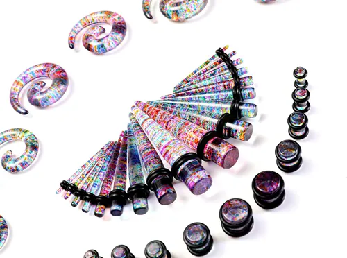 Miniatura 4 de WBRWP Kit de estiramiento de oreja de 4854 unidades acrílico cónicos y tapones con doble junta tórica expansor de oído medidor de piercing corporal