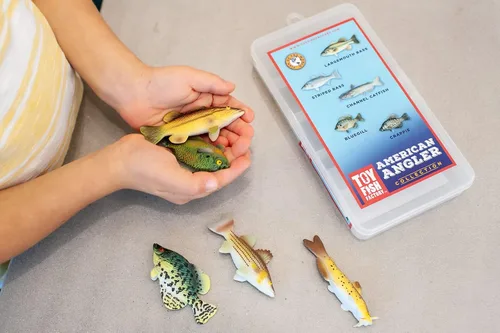 Miniatura 6 de Toy Fish Factory American Angler Collection - Juego de peces de juguete, figuras de peces de juguete, pez gato de lobina grande, juguete educativo