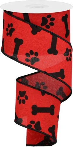 Miniatura 2 de Craig Bachman Cinta real con estampado de patas de 1.5 pulgadas: cinta negra (10 yardas) para envolver regalos con arreglo floral artesanal