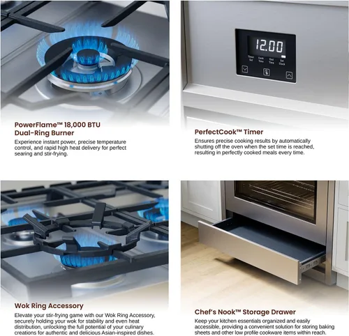 Miniatura 5 de Rangaire RRG241TS Cocina de Gas de 24" con Temporizador - Acero Inoxidable, Quemadores Sellados, Ventilador de Convección, Estantes de Fácil Alcance