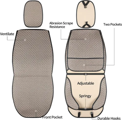 Miniatura 6 de Fundas de asiento de automóvil de cobertura completa, tela transpirable con patrón de diamante 3D de alta calidad, protectores de asiento
