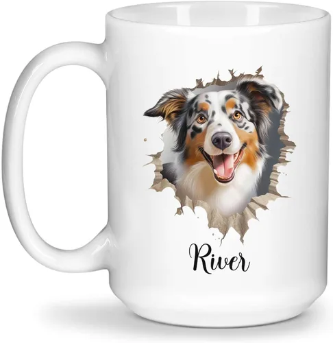 Miniatura 14 de Tazas de café con nombre personalizado único y emocionado Chihuahua rompió la pared, tazas de café personalizadas para perros, regalo para niños