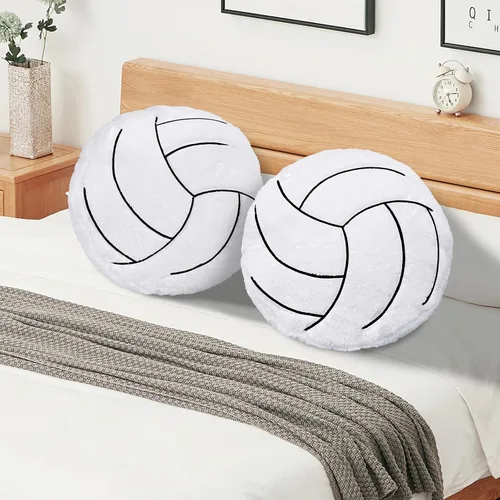 Miniatura 6 de Almohada de voleibol – 2 almohadas suaves y esponjosas de felpa de voleibol, almohadas deportivas redondas rellenas, regalos para fanáticos