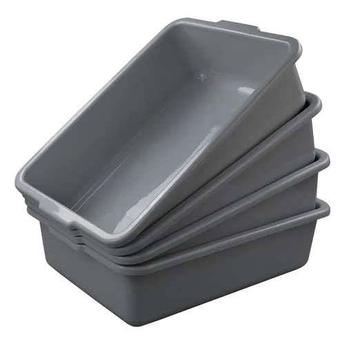 Miniatura 8 de Caja de autobús comercial de plástico de 8 L, 4 paquetes, bañera de autobús para lavabo, bolsa pequeña para uso general, gris