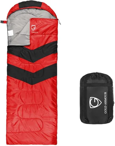 Gold Armour Sacos de dormir para adultos, niños, niñas, mochileros, senderismo, campamento, clima frío y cálido 4 estaciones, uso en interiores y