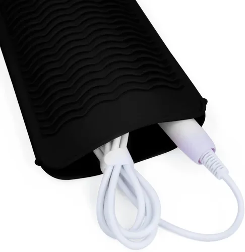Miniatura 5 de Bolsa de silicona resistente al calor para alisadora de cabello, rizador, plancha plana y herramientas de cabello caliente, 2 unidades, color negro