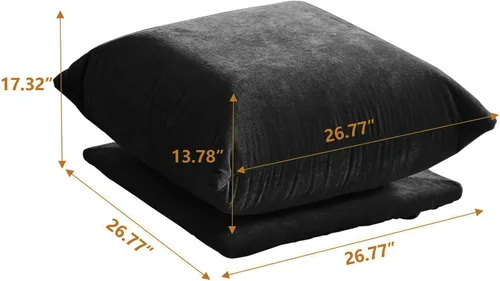Miniatura 3 de JACH Otomana Cómoda de Estilo Moderno de Mediados de Siglo, Reposapiés de Sofá de Chenilla con Cojín Grueso, Muebles Taburete de 26" para Espacios