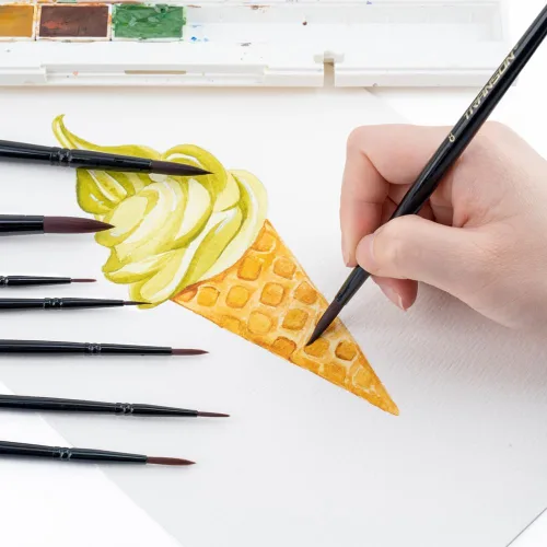 Miniatura 4 de Transon Juego de pinceles redondos 9 piezas de pelo sintético sable para pintura acrílica, pintura de acuarela, gouache, tinta para manualidades
