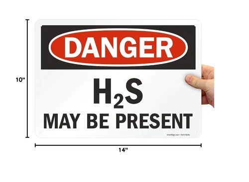 Miniatura 5 de SmartSign Letrero con texto en inglés "Danger - H2S May Be Present", aluminio reflectante 3M de 7 x 10 pulgadas