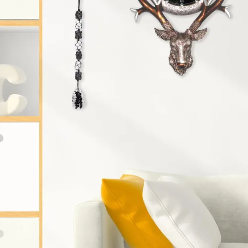 Miniatura 3 de mookaitedecor Adorno colgante de turmalina negra y cristal de selenita con borlas de piedras chip Feng Shui para colgar en el automóvil, decoración